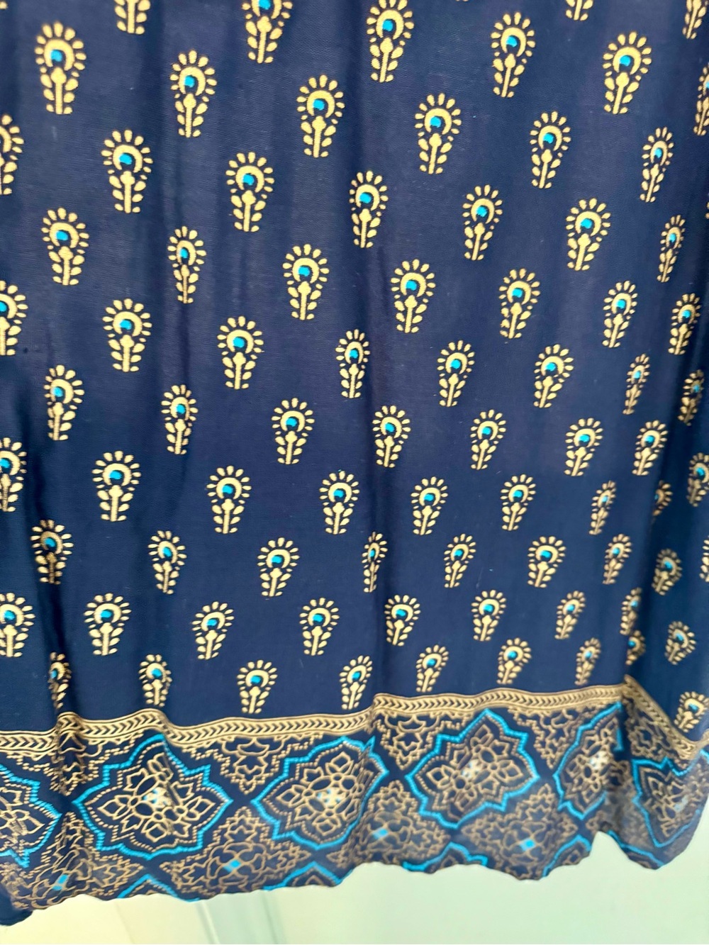 Sleeveless Navy Printed Halter Dress Size L